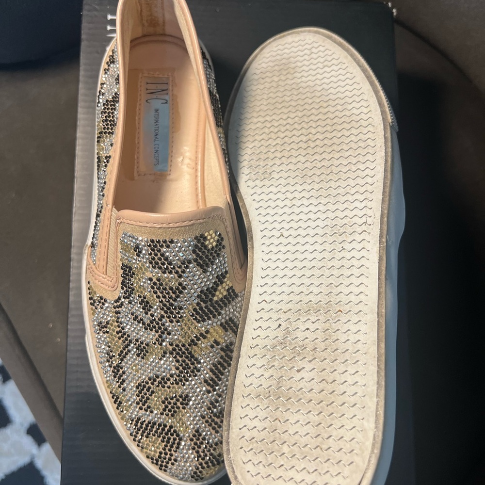 INC International Concepts Gold and Black Patterned Flats